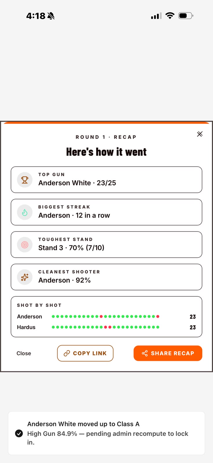 KillCountAI Recap & share screen